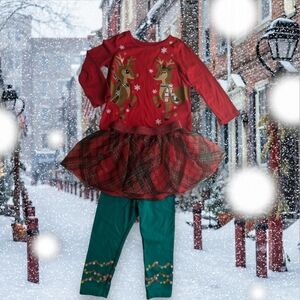 Cat & Jack Girls Christmas Toddler 3 Piece Set Size 18 Months Y-2